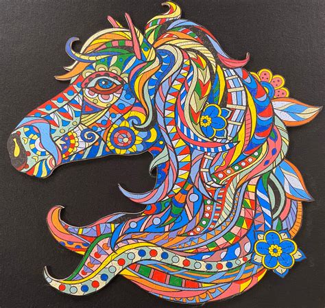 Colorful Horse Wooden Jigsaw Puzzle Horse Head jigsaw puzzle | Etsy