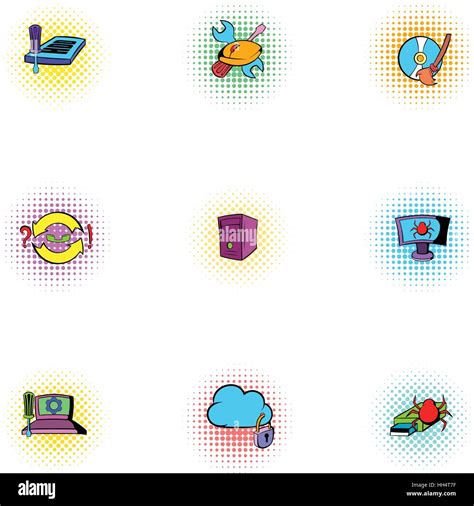 Virus Icons Set Pop Art Style Stock Vector Image Art Alamy