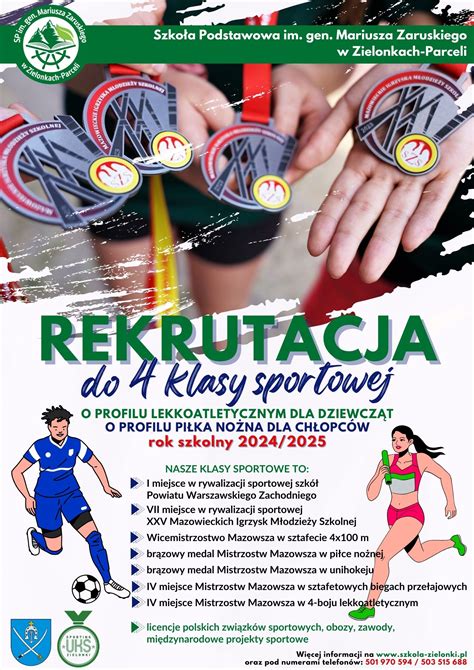 Klasa Sportowa 2024 2025 Plakat SP W Zielonkach Parceli