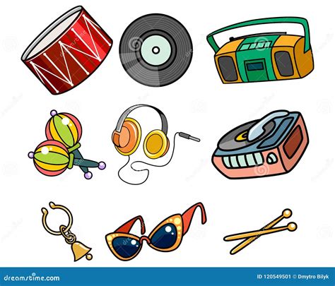 Musical Objects Cartoon Illustration Set 33524613