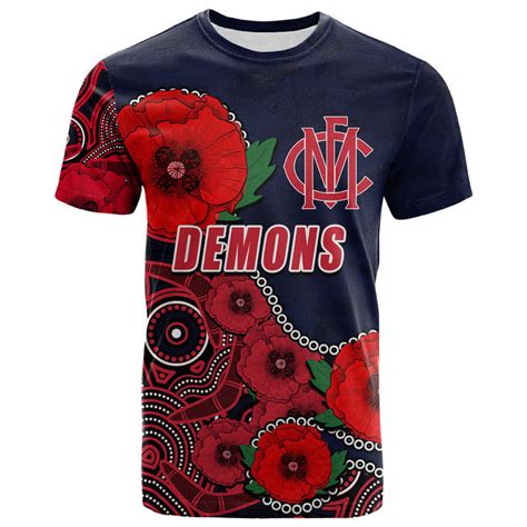 Custom Personalised Anzac Day Afl Demons Army Mix Aboriginal T Shirt