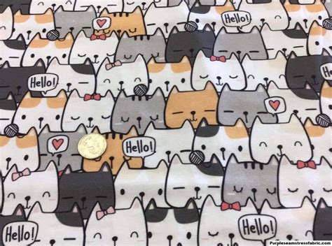 Hello Cats Purpleseamstress Fabric