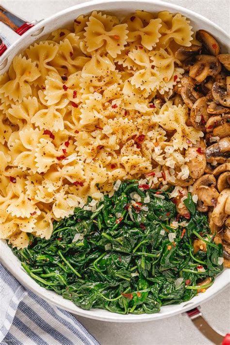 Parmesan Spinach Mushroom Pasta Skillet Healthy Recipes Pasta Dinner