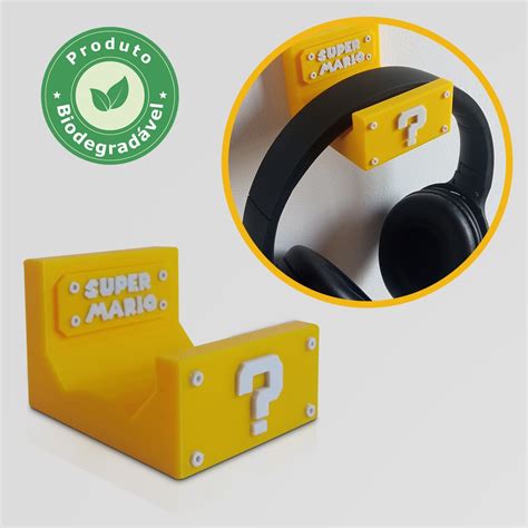 Suporte Headset Gamer Headphone Fone De Ouvido Parede Super Mario Pla