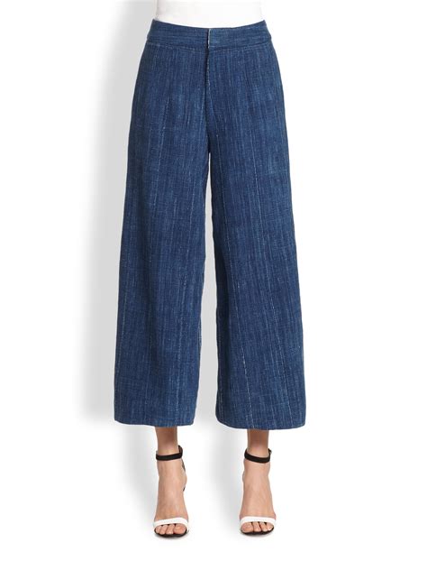 Lyst Adam Lippes Denim Culottes In Blue