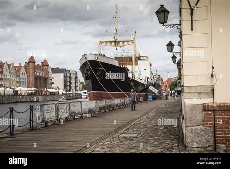 Gdansk Poland August Ss Soldek Ship On Motlawa River In