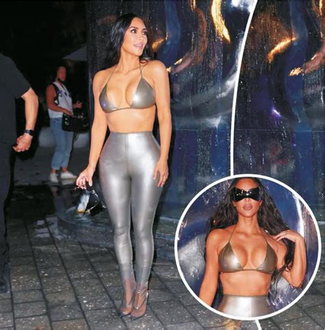 Kim Kardashian Sizzles In A Silver And Black Swimsuit Lace N Lingerie