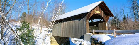 Covered Bridge, Stowe, Winter, Vermont Photograph by Panoramic Images ...