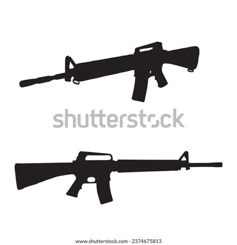 Vector Illustration Assault Rifle Gun Silhouette Stock Vector Royalty Free 2374675813