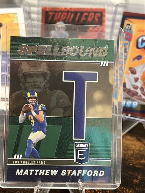 Matthew Stafford Panini Donruss Elite Spellbound Green Letter T