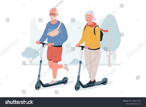 43 Cartoon Old Lady On Electric Scooter Images Stock Photos 3d
