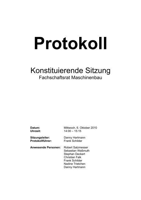 Protokoll Der Konstituierenden Sitzung Fachhochschule