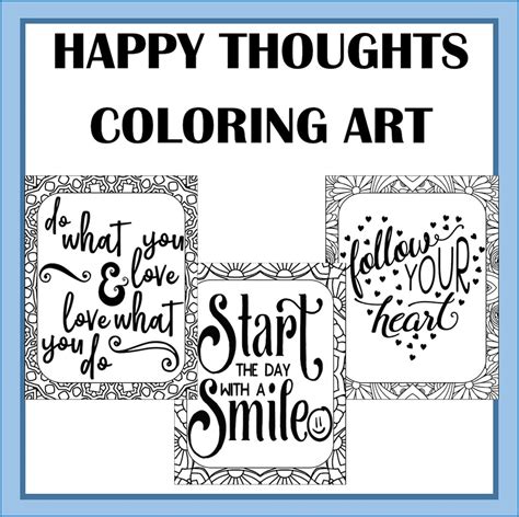 Happy Thoughts Word Art Coloring Printable Happy Thoughts To Start And