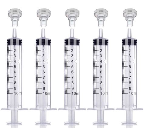 MUB 5 Packs 10ml Plastic Measuring Syringe With 5 Injector Kit No