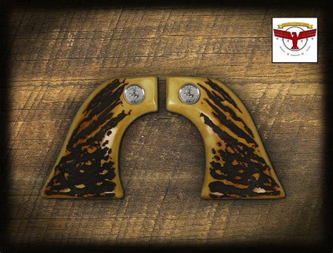 Uberti Saa 1p Aged Stag Grips Cattleman Evil Roy El Patron Pistol