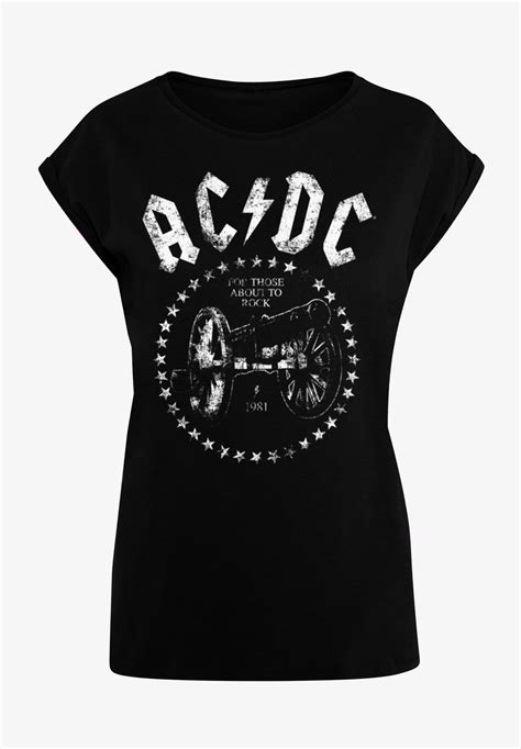 F4nt4stic Acdc We Salute You Cannon Camiseta Estampada Schwarz Negro Zalando Es