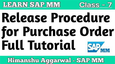 Sap Mm Release Procedure For Purchase Order Full Tutorial Youtube