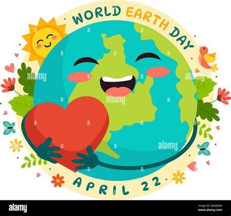 World Earth Day Vector Illustration On April With World Map And