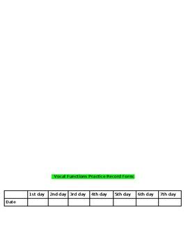 Vocal Function Exercises VFE Voice Technique Handout And Charting System