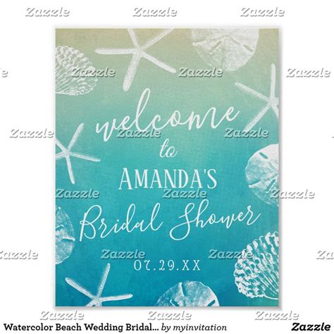 Watercolor Beach Wedding Bridal Shower Welcome Poster Zazzle