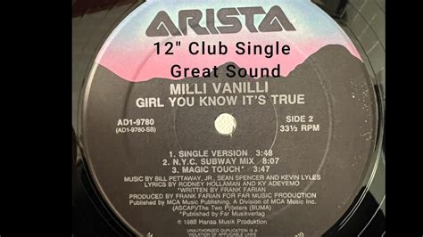 Girl You Know Its True Milli Vanilli 12 Club Single Vinyl Record At