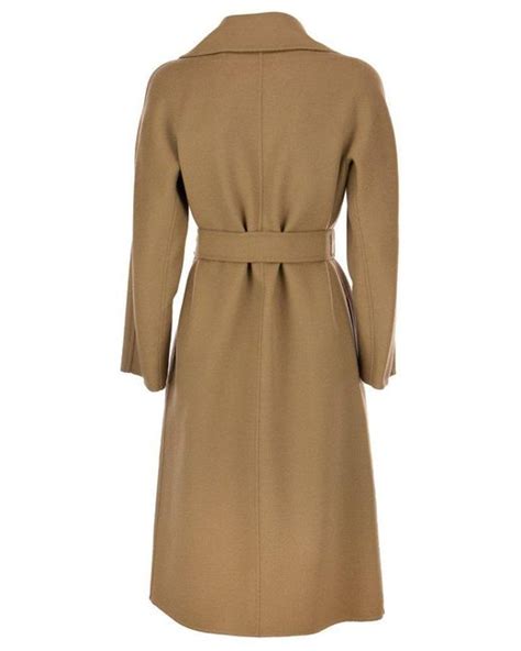 Max Mara Studio Cles Wool Cashmere And Silk Coat In Natural Lyst