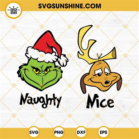 Naughty Nice Grinch And Max Dog Christmas Svg Png Dxf Eps Cut File