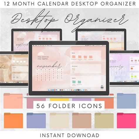 DESKTOP CALENDAR 2023 Desktop Wallpaper Organizers Folder - Etsy