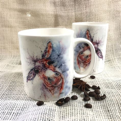 Wonky Donkey Watercolour Bone China Mug China Cup Wildlife Etsy Uk