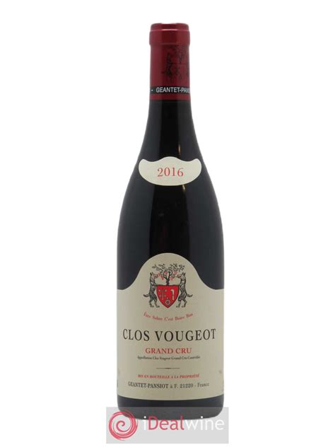 Acheter Clos De Vougeot Grand Cru Geantet Pansiot 2016 Lot 1800