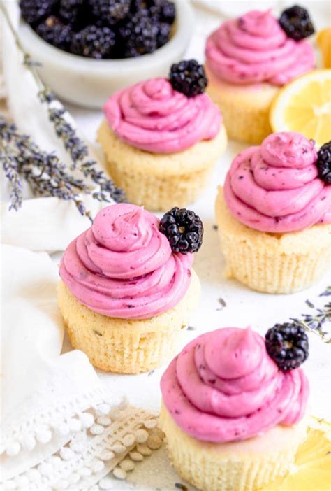 Lemon Lavender Cupcakes With Blackberry Buttercream Sprinkles Sea