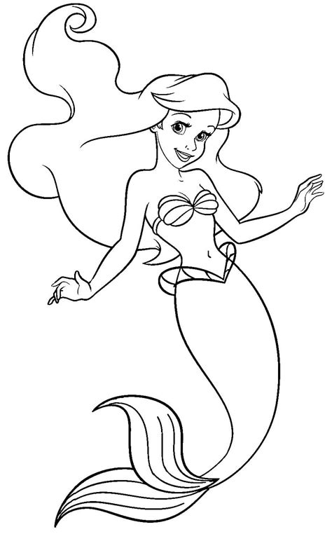 Sirena Básica Ariel para colorear imprimir e dibujar ColoringOnly