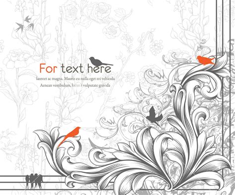 Vector Engraved Floral Corner With Birds Royalty Free Stock Image