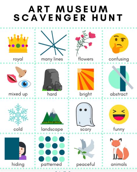 Art Museum Scavenger Hunt Printable