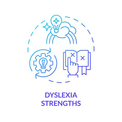 2d Gradient Blue Icon Dyslexia Strengths Concept Simple Isolated