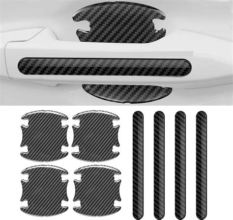 Grafken 8Pcs Universal 3D Carbon Fiber Car Door Handle Sticker