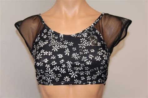 NWT VOLCOM Swimsuit Bikini Top Size S Mesh Shoulders Black EBay