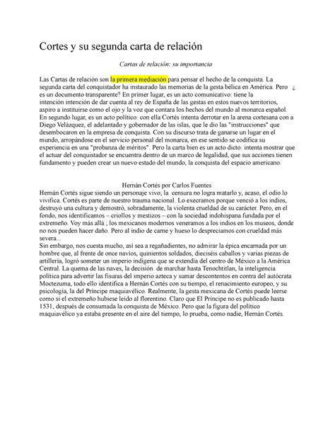 Cortes y su segunda carta de relación - Cortes y su segunda carta de relación Cartas de relación ...