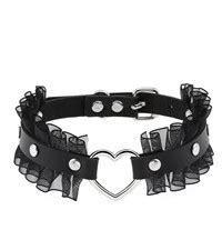 Flongo Tattoo Choker Leder Halsband Lederhalsband Damen Leder