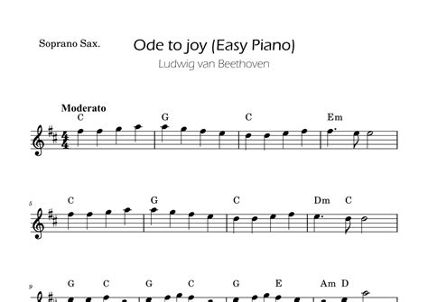 Ode To Joy Easy Soprano Sax With Chords Arr Ygor Nunes By