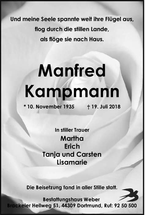 Traueranzeigen Von Manfred Kampmann Trauer In Nrw De