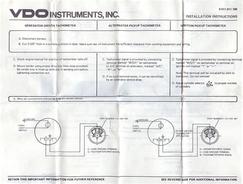 Vdo Tachometer Wiring Color