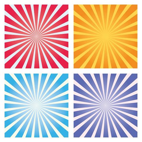 Premium Vector Colorful Sunburst Background Set