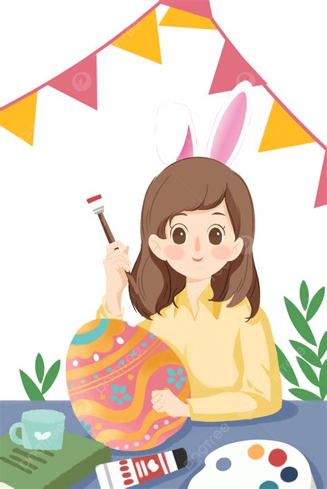 รูปสาววันหยุดอีสเตอร์วาดภาพไข่ Png อีสเตอร์ งานเทศกาล สาวภาพ Png