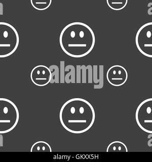 Sad Face Sadness Depression Icon Sign Seamless Pattern On A Gray