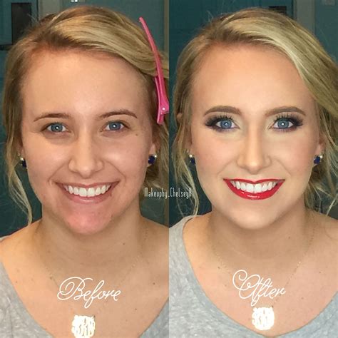 Before And After Red Lipstick Contour And Highlight Smoky Eye