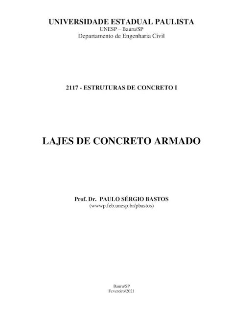 PDF LAJES DE CONCRETO Unesp 3 12 7 Armaduras Complementares