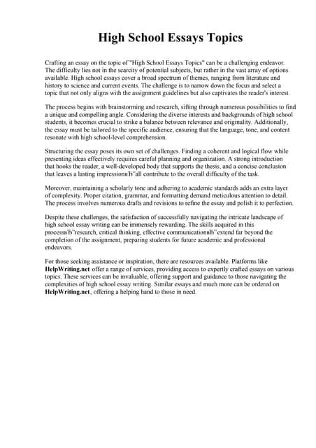 Essay Topics High Schoolpdf