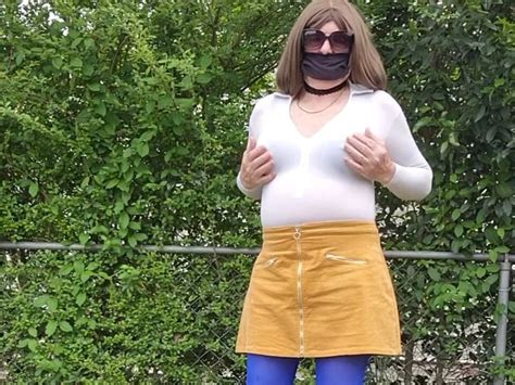 Gay Sexy CD Outdoors Teasing And Caressing Myself In Nylon Tights Leotard Miniskirt XHamster