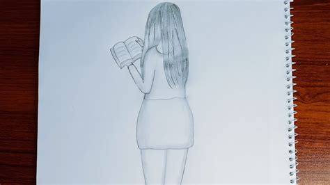 How To Draw A Girl Standing With A Book Girl Drawing Tutorial For Beginners Drawing Photos